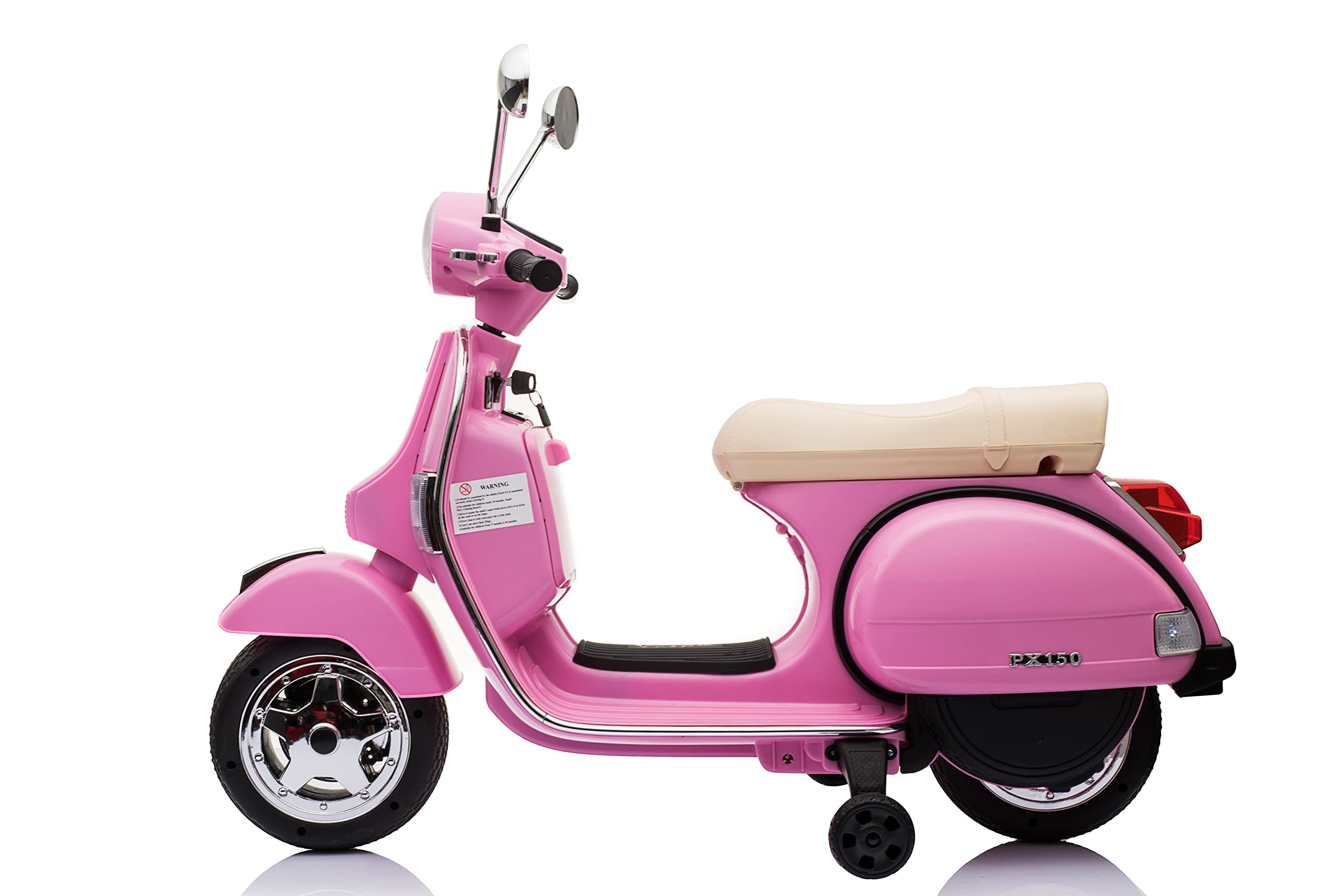 Best Ride On Cars Vespa Scooter, 12V Battery Powered Ride On Car - Electric Scooter for Kids with Leather Seat, Real Lights & Sounds, USB/AUX/SD Slot, Ages 2-5 Years Old, Large New