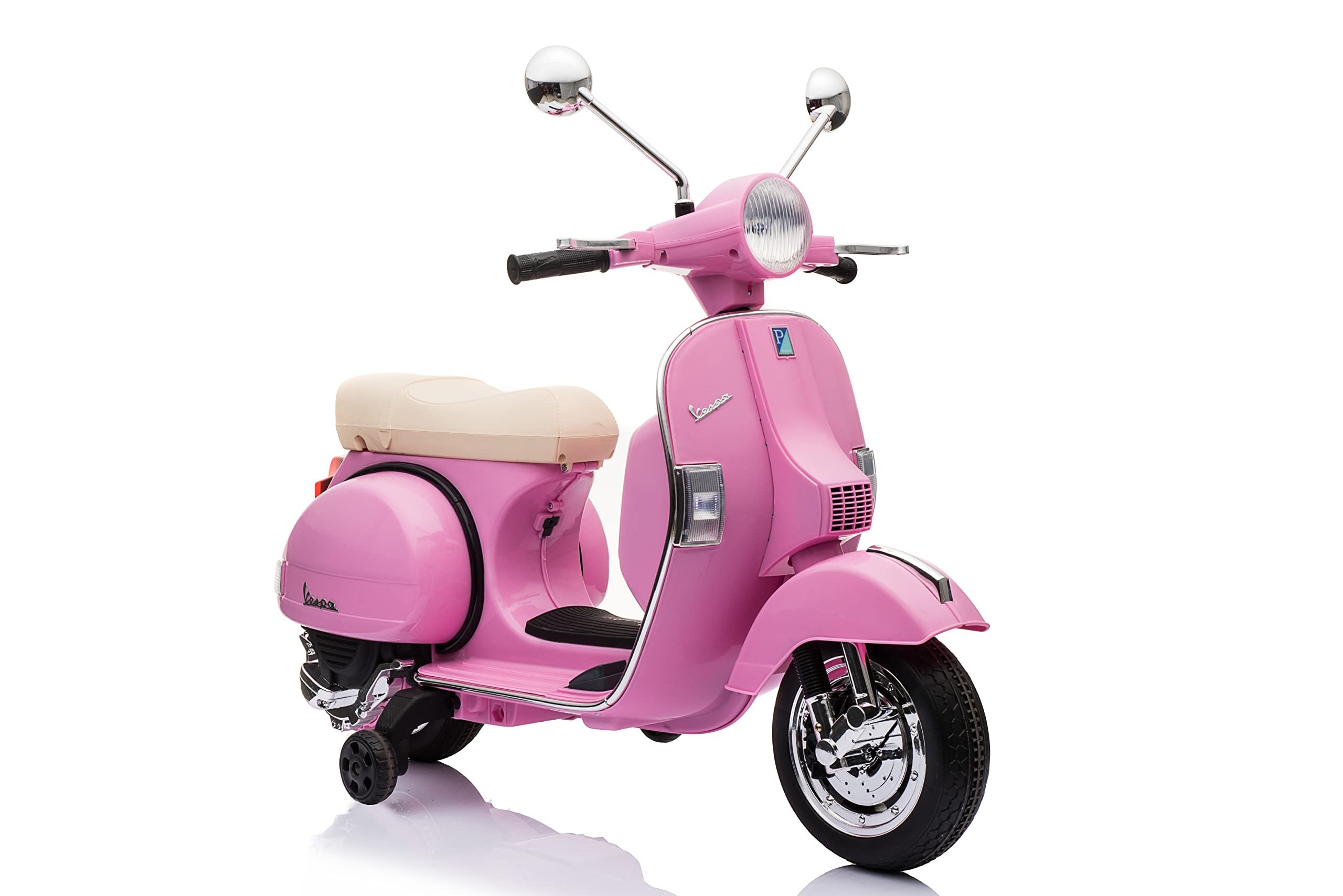 Best Ride On Cars Vespa Scooter, 12V Battery Powered Ride On Car - Electric Scooter for Kids with Leather Seat, Real Lights & Sounds, USB/AUX/SD Slot, Ages 2-5 Years Old, Large New