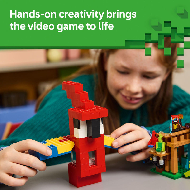 LEGO Minecraft The Parrot Houses Building Toy for Boys and Girls 8+ - Minecraft Video Game Kids Toy - Includes Jungle Ranger and Parrot Handler Minifigures and Accessories
