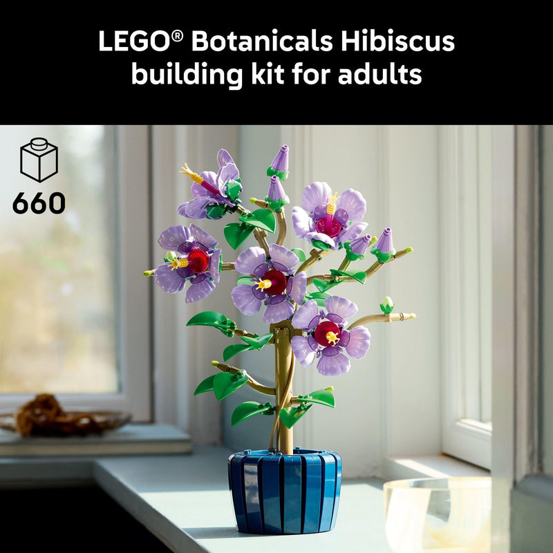 LEGO Botanicals Hibiscus Flower Building Set - Artificial Plant & Flower Building Blocks for Women & Men, Ages 18+