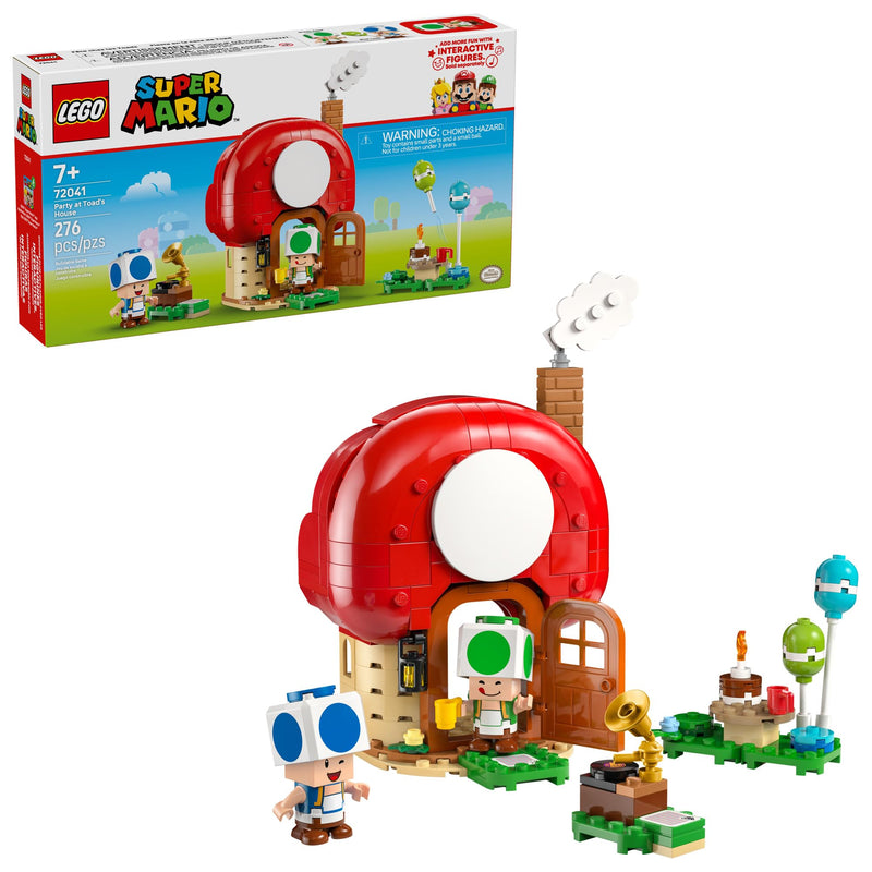 LEGO Super Mario Party at Toad’s House Building Toy  - Kids Building Blocks with Digital Action & 2 Toad Toy Figures - Gift Idea for Birthdays - 72041