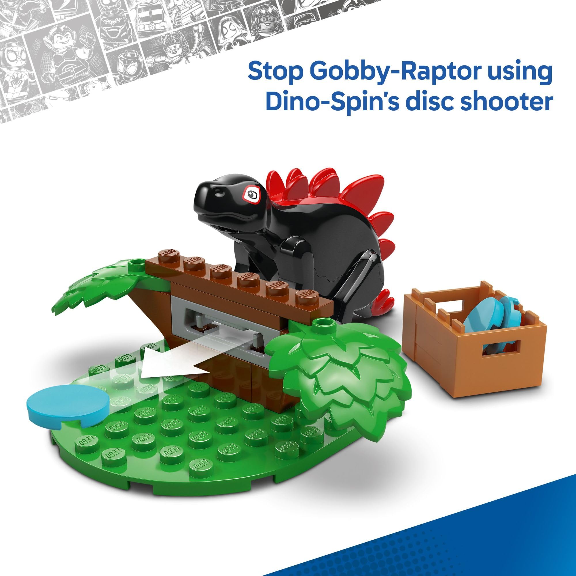 LEGO Marvel Spidey and His Amazing Friends Spidey and Gobby's Raptor Battle at Tree House HQ - Dinosaur Building Toy for Kids, Boys and Girls, Ages 4+