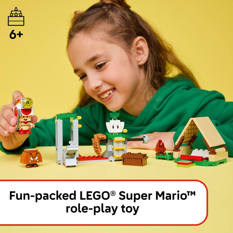 LEGO Super Mario Captain Toad’s Camp Building Toy - Pretend Play Set for Kids, Ages 6+ - Building Blocks for Boys & Girls W/Toad, Goomba, & Turnip Toy Figures