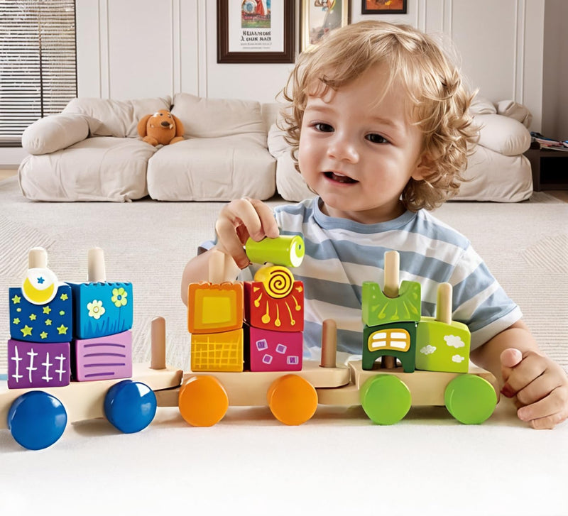 Hape Fantasia Building Blocks Toddler Push and Pull Train Set ...