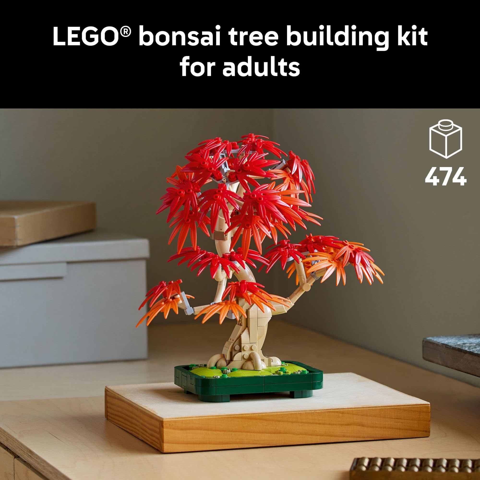 LEGO Botanicals Japanese Red Maple Bonsai Tree Building Kit for Adults 18+ - Unique Home Decor DIY for Room or Office