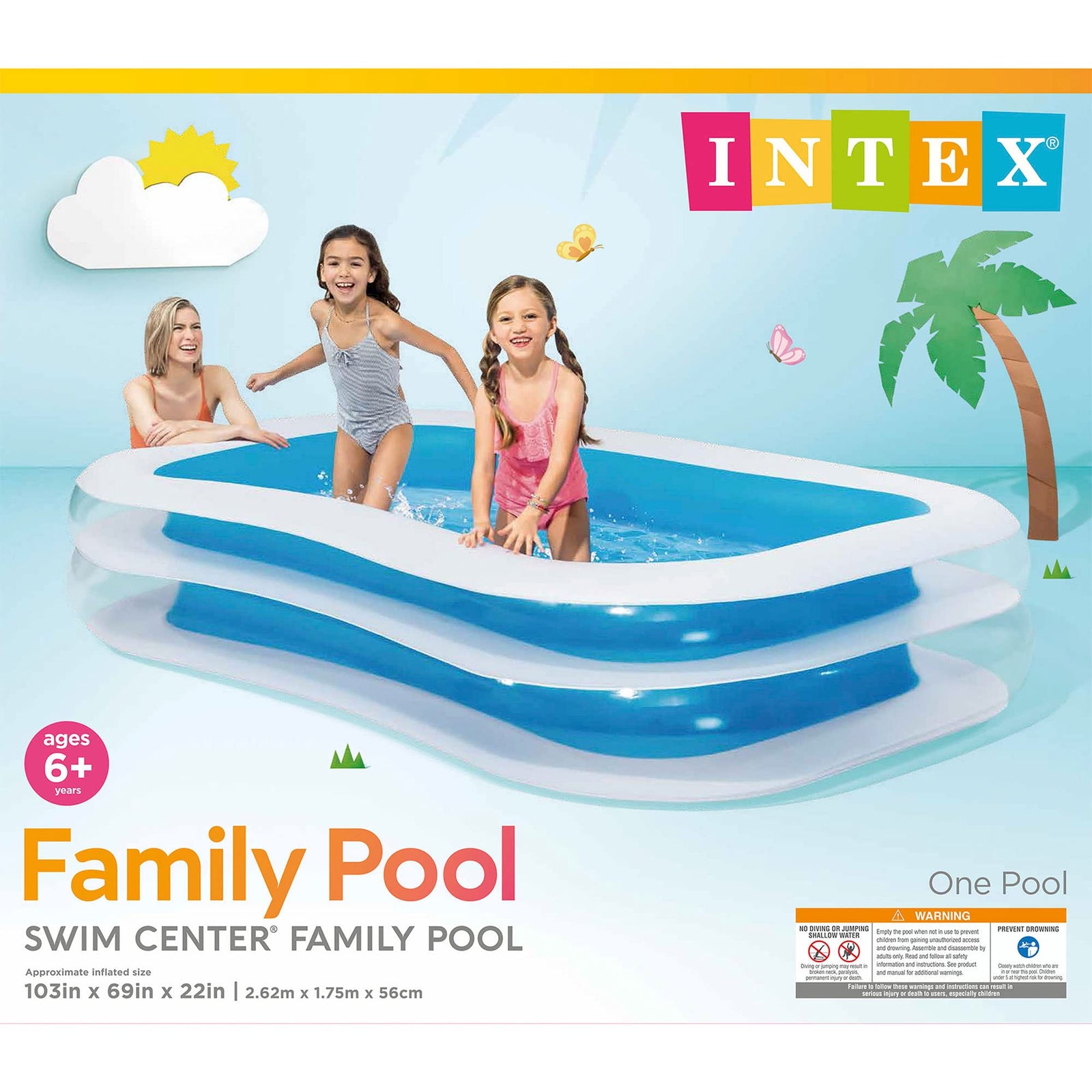 Intex 56483EP Inflatable 8.5' x 5.75' Swim Center Family Pool for