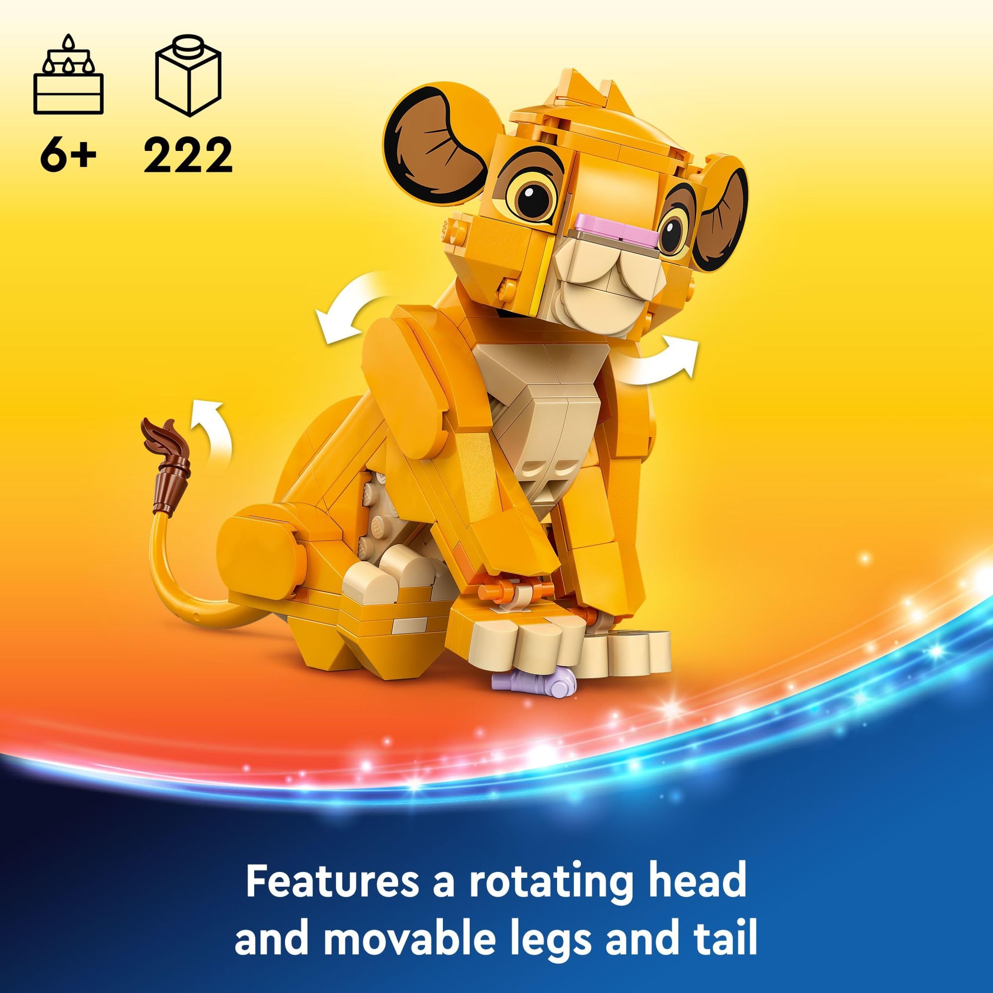 LEGO Disney Simba The Lion King Cub Building Toy - Collectible Play & Display Set - 6 Year Old Girl & Boy Birthday Gift - Detailed Model of Disney Simba