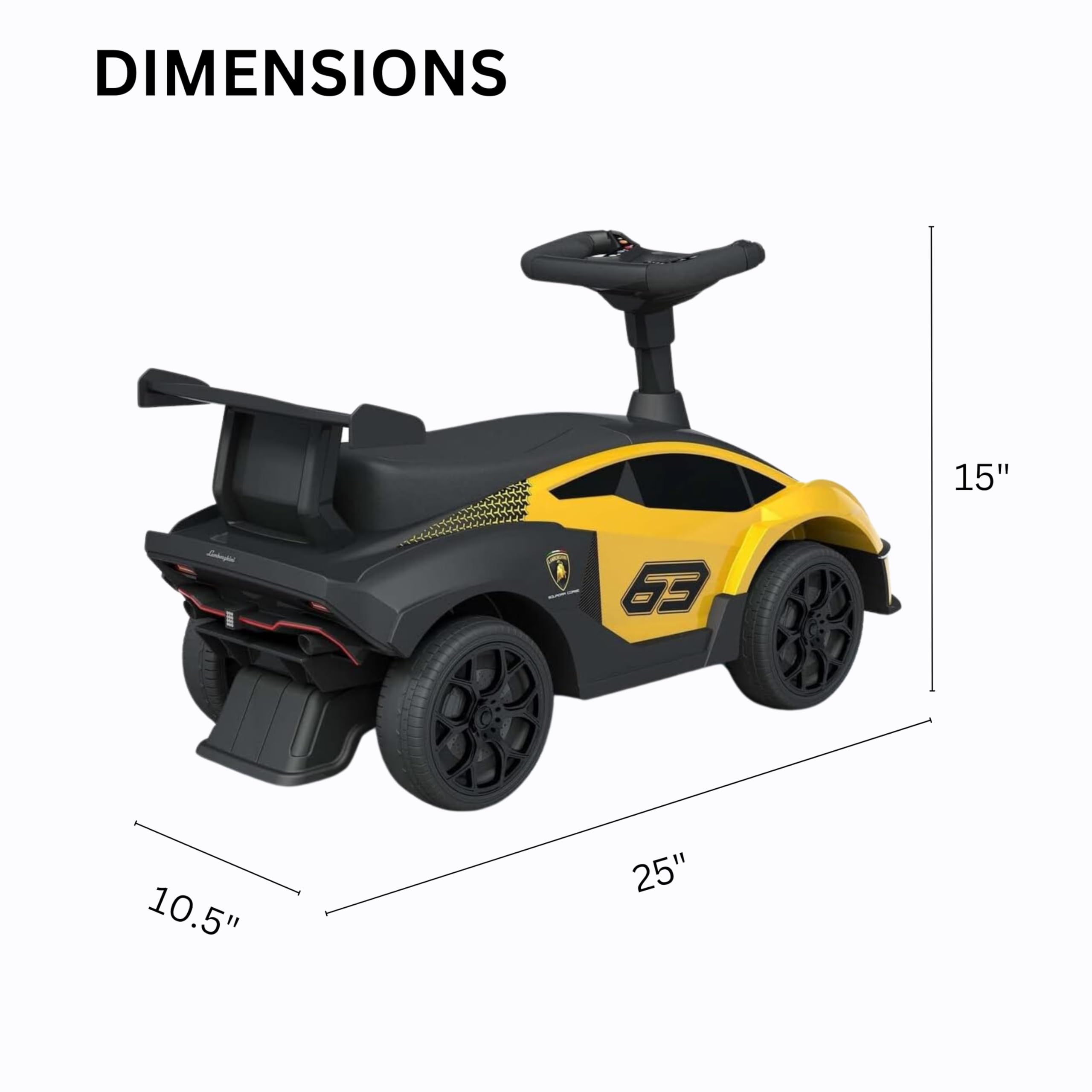 Best Ride On Cars Lamborghini Essenza SCV12 Push Car - Toy for Toddlers With Realistic Steering Wheel, Music, Horn, Comfy Seat, Backrest, Secret Storage