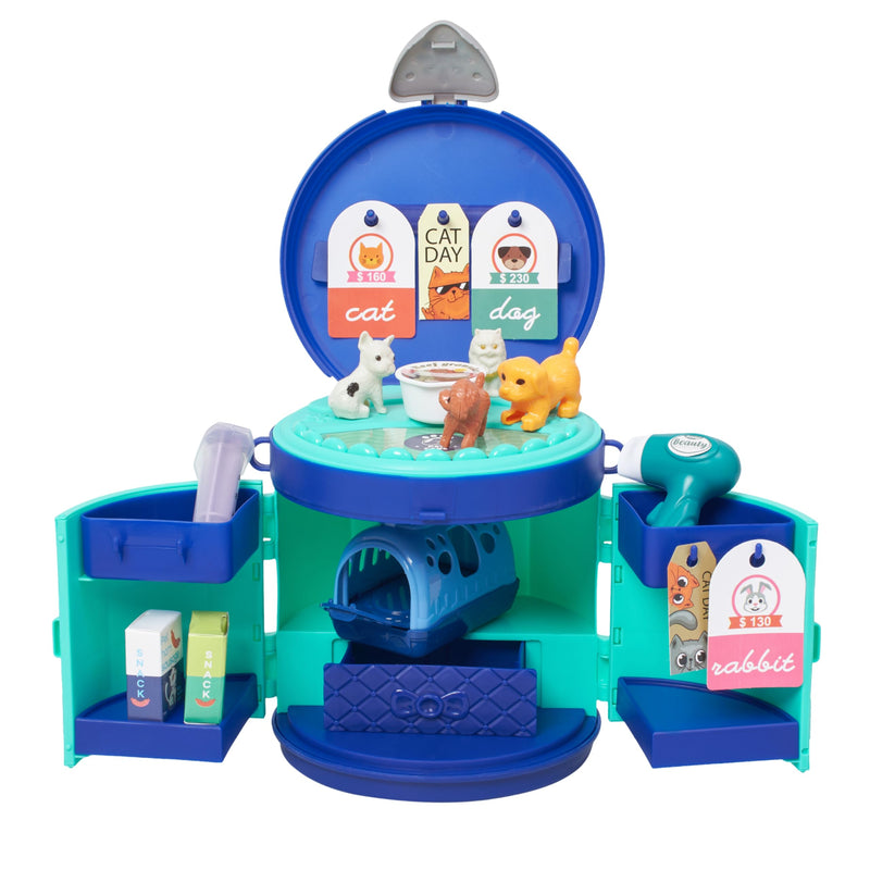 Pet Care Playset - Vet Kit for Kids  Durable Plastic Doctor Kit for Toddlers' Pet Care - Veterinarian Playset for Kids - Greenish Blue