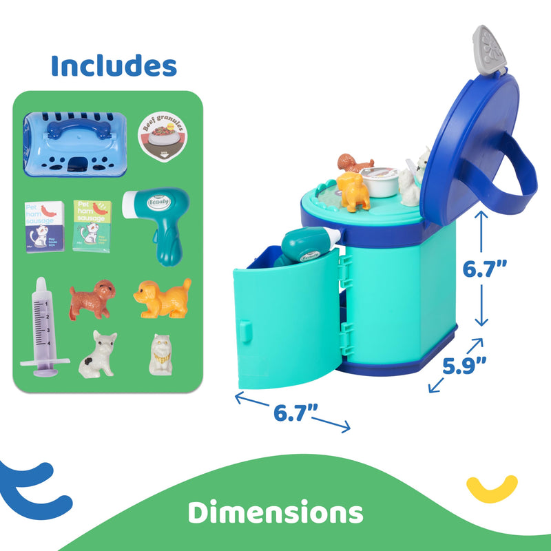 Pet Care Playset - Vet Kit for Kids  Durable Plastic Doctor Kit for Toddlers' Pet Care - Veterinarian Playset for Kids - Greenish Blue