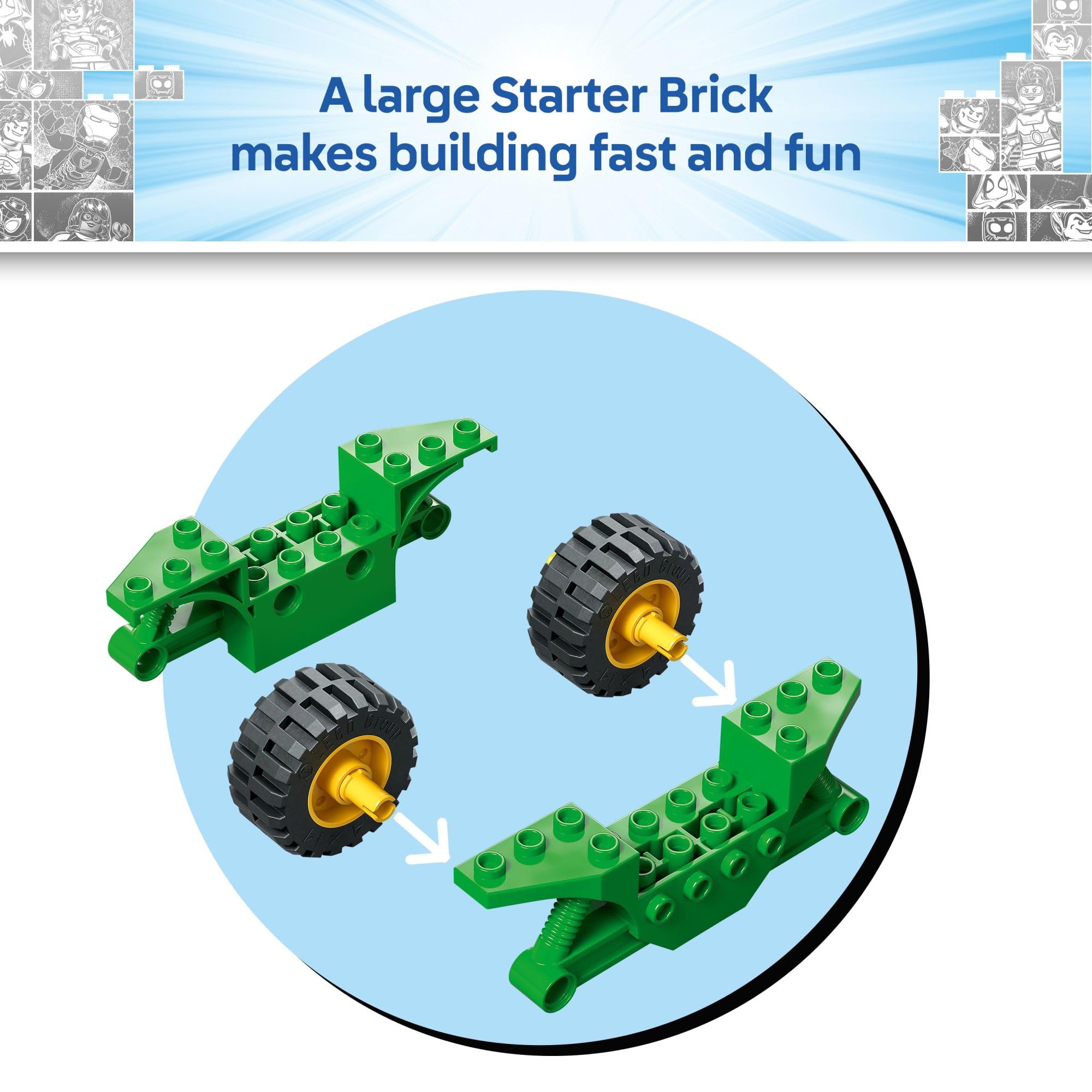 LEGO Marvel Spidey and His Amazing Friends Spin and Electro Dinosaur Vehicle Chase - Car and Motorcycle Preschool Building Toy for Kids, Boys and Girls, Ages 4+