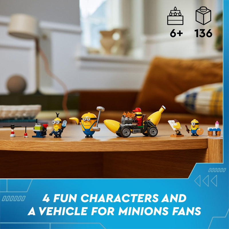 LEGO Despicable Me 4 Minions and Banana Car Toy Gift for Kids, Fun Illumination’s Despicable Me Toy Playset, Creative Building Minions Toy for Boys and Girls Aged 6 and Up, 75580