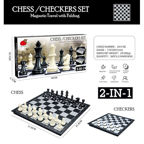 Board Game Magnetic Travel Chess and Checkers Set