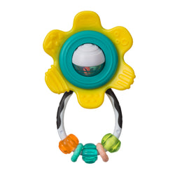 Baby Toy, Infantino Spin & Teethe Gummy Flower Rattle - Easy to Grab, Chewy Rings, Multi-Texutre Petals, Roller Ball Center