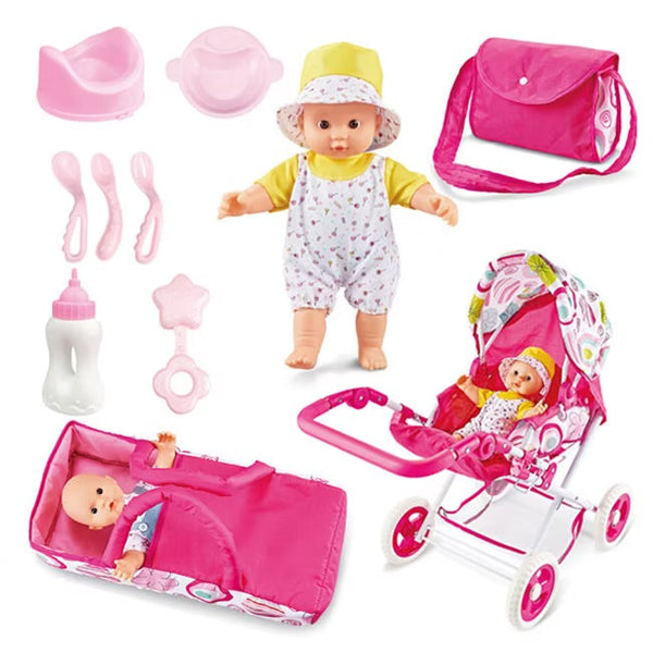 Kids Baby Doll Stroller Set With Accessories