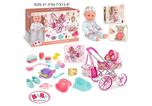 Baby Doll Stroller Play Set with Doll