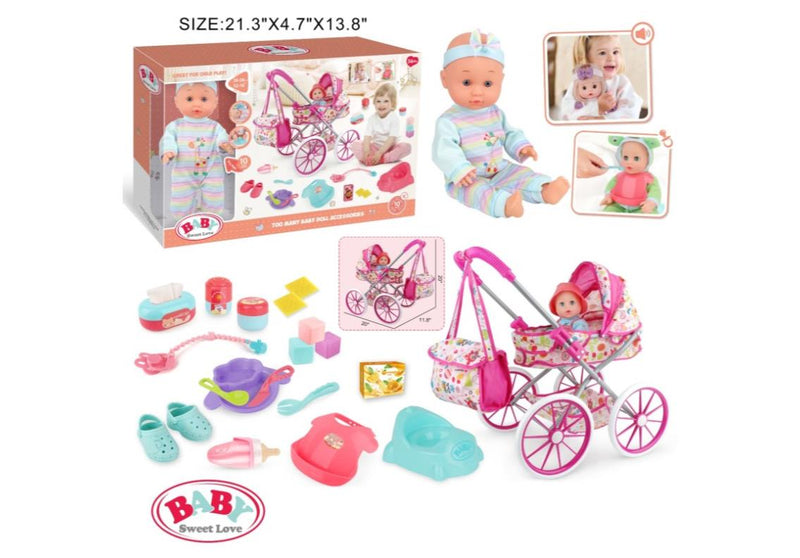 Baby Doll Stroller Play Set with Doll