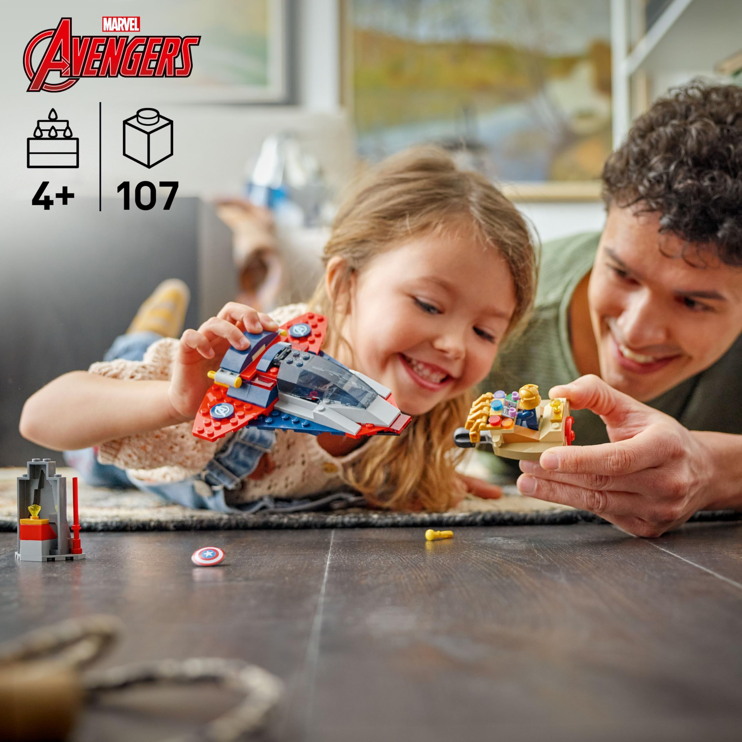 LEGO Marvel Captain America vs. Thanos Building Toy - Pretend Play Set for Boys & Girls, Ages 4+ - Kids Building Blocks W/ 2 Super Hero Toy Minifigures