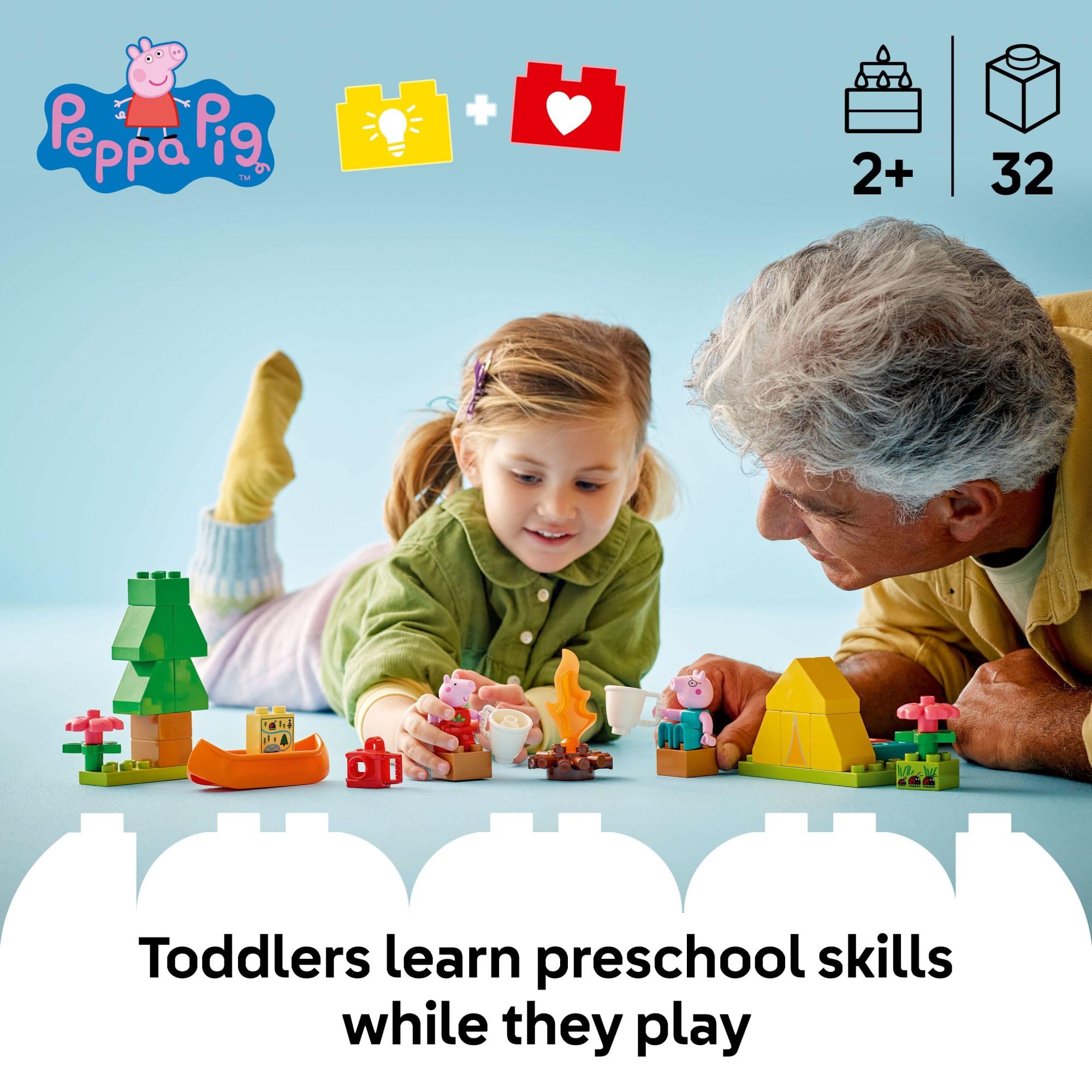 LEGO DUPLO Peppa Pig Camping Trip Toddler Learning Toy - Sensory Toy for Creative and Developmental Play - Fun Birthday Gift for Peppa Pig Fans, Kids, Girls, Boys, Ages 2+