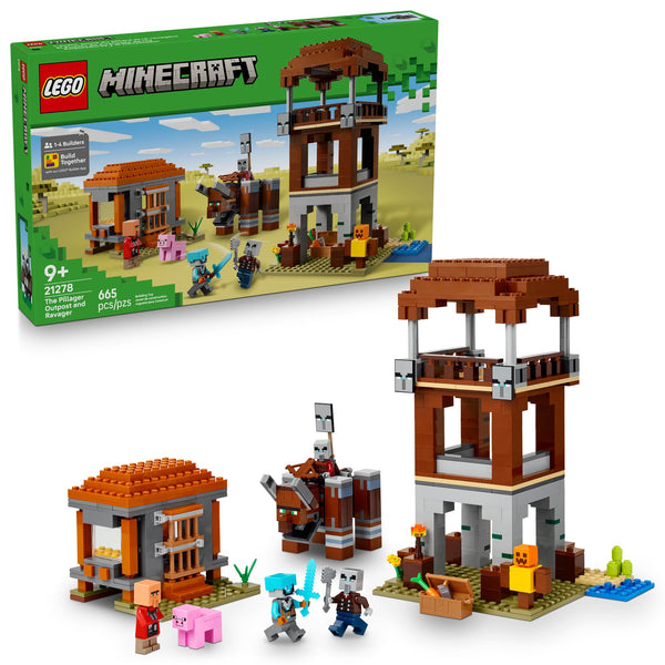 LEGO Minecraft The Pillager Outpost and Ravager Building Toy - Video Game Building Blocks for Kids, Boys & Girls, Ages 9+ - Includes Space Sentinel & 3 Minifigures