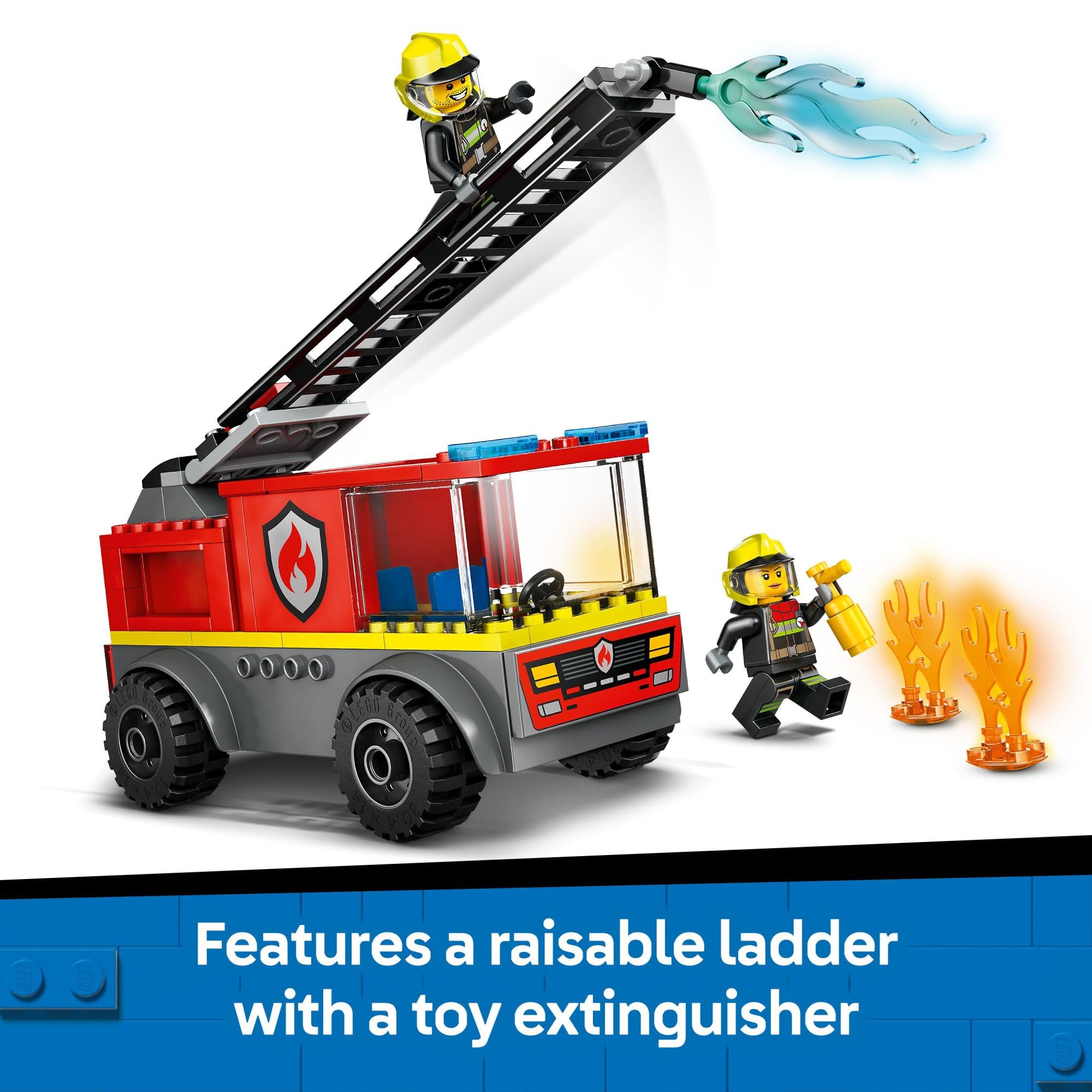 LEGO City Fire Ladder Truck Toddler Toy - Fire Truck Toy with 2 Firefighter Minifigures, Digital Guide for Boys and Girls, Ages 4+ - Learning, Educational Toy for Preschool