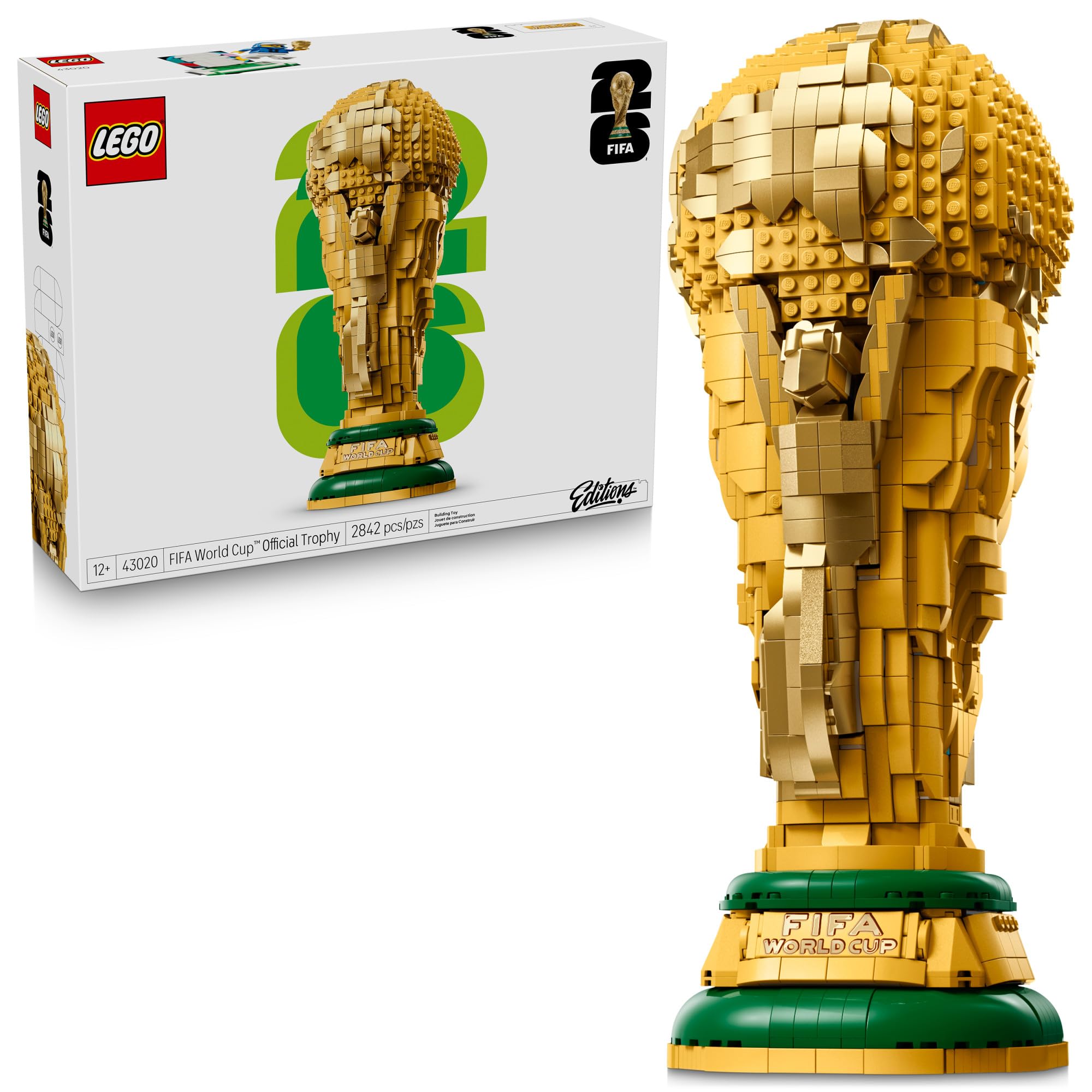 LEGO Editions FIFA World Cup Official Trophy Building Set - Kit for Display in Bedroom, Home Office, Book Shelf - Soccer Fans Collectible - W/World Cup 2026 Minifigure - Gift for Birthdays - 43020