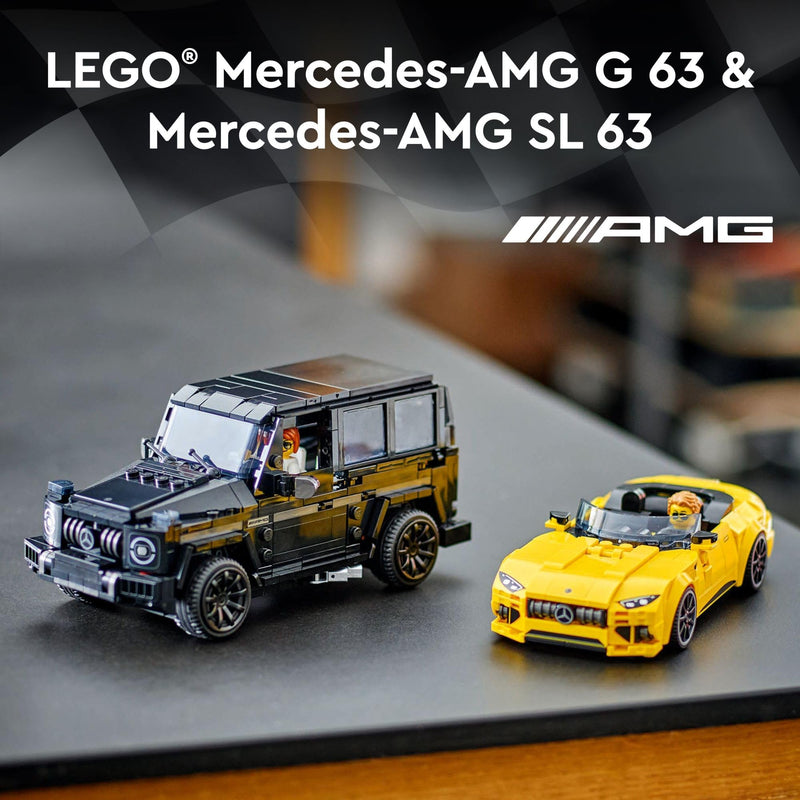 LEGO Speed Champions Mercedes-AMG G 63 & Mercedes-AMG SL 63 F1 Toy Car, Formula 1 Vehicle Set for Kids, 2 Building Sets with 2 Driver Minifigures, Convertible Toy Car Gift for Boys and Girls, 76924