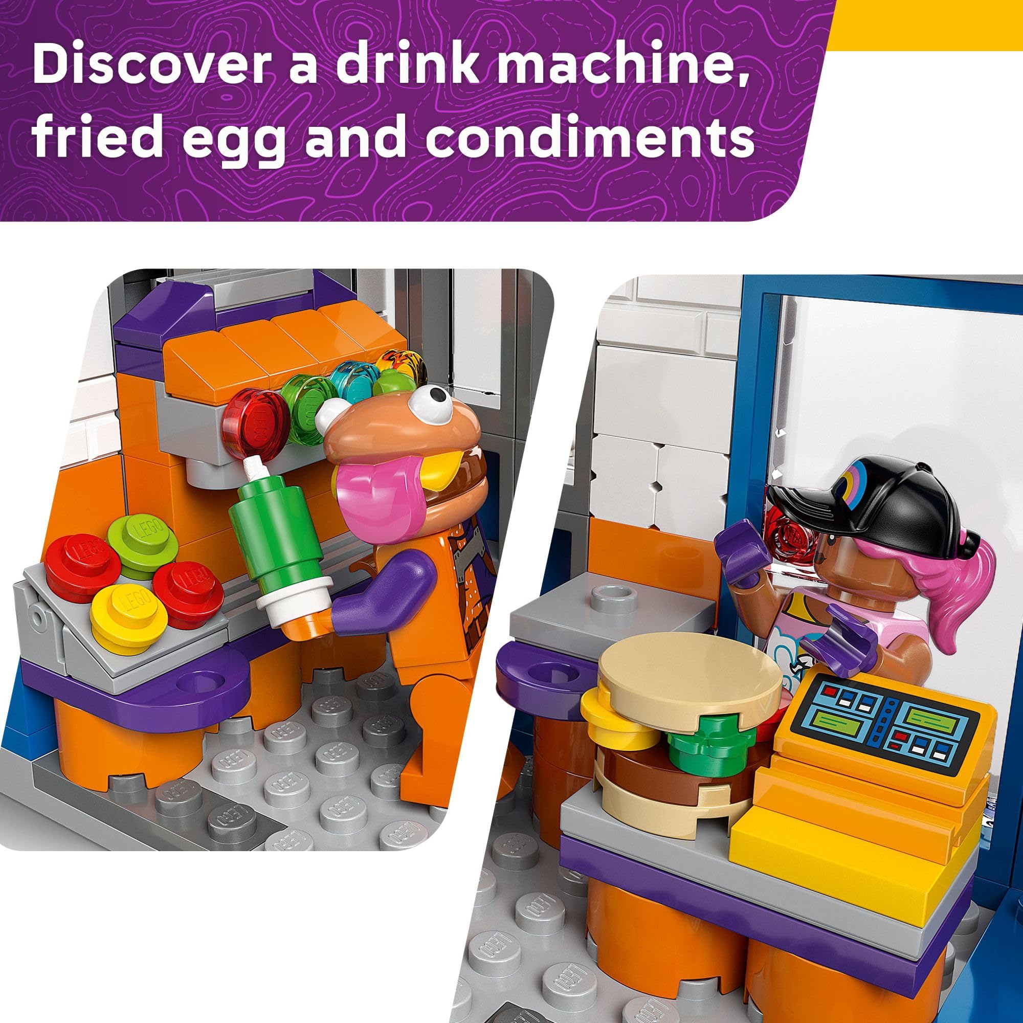 LEGO Fortnite Durrr Burger Restaurant Kids Toy - Video Game Building Set for Boys & Girls, Ages 10+ - Fortnight Minifigures Beach Boss, Grimy, and More -