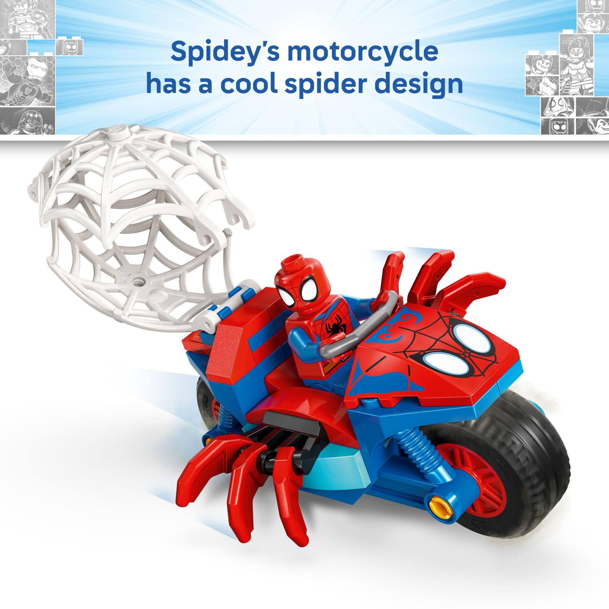 LEGO Marvel Spidey and His Amazing Friends Spidey on his Motorcycle vs. Rhino Building Toy for Kids - Super Hero Pretend Playset for Preschool Boys & Girls, Ages 4+ - Gift Idea for Birthdays - 11206
