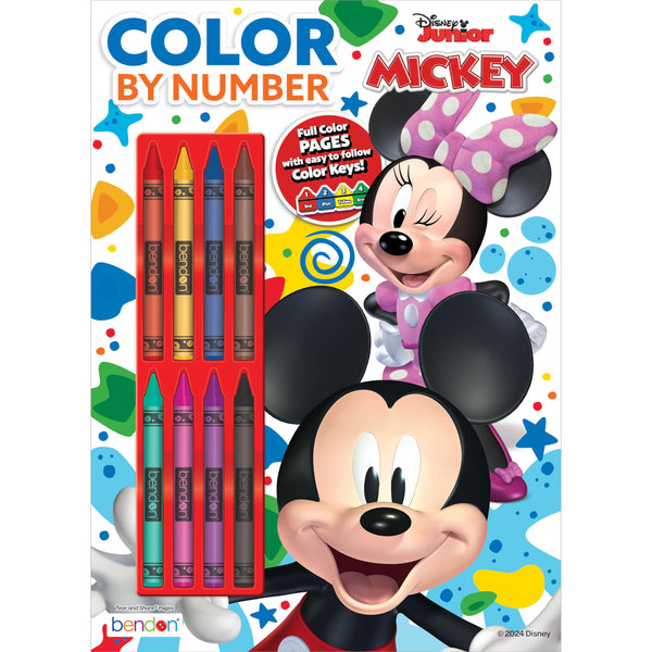 Disney Mickey Mouse 32 Page Color By Number with 8 Crayons, Bendon