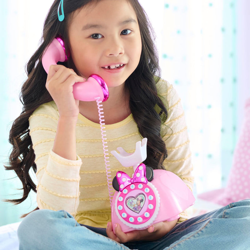 Disney Junior Minnie Mouse Ring Me Rotary Style Phone with Lights and Sounds, Pink, Kids Toys for Ages 3 Up by Just Play