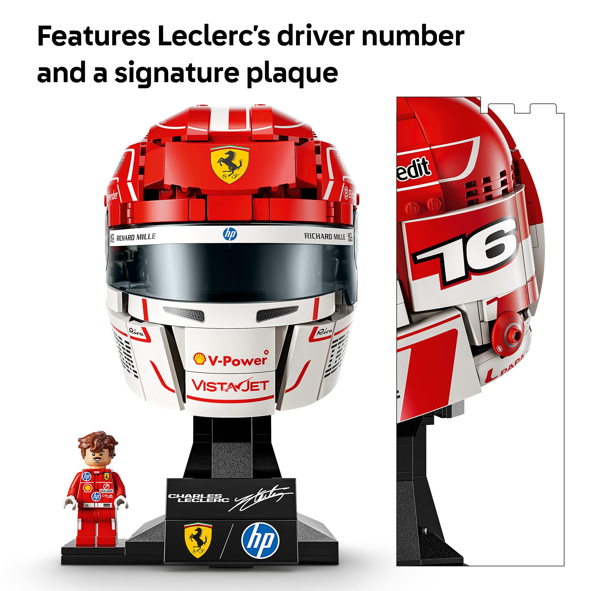 LEGO Editions Scuderia Ferrari HP Charles Leclerc Helmet - Building Set for Teens, Ages 14+ - Collectible F1 Display - Bedroom or Home Office Decor - Gift for Formula 1 Fans - 43014