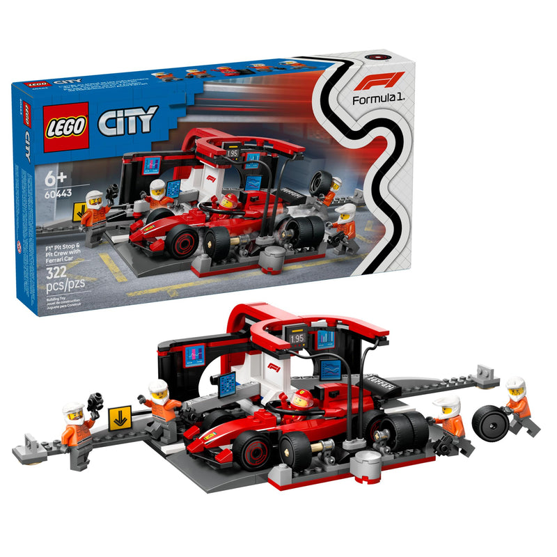 LEGO City F1 Pit Stop & Pit Crew with Ferrari Car Toy - Model Race Car Toy Building Playset for Kids, Boys and Girls, Ages 6+ - F1 Collectible for Fans