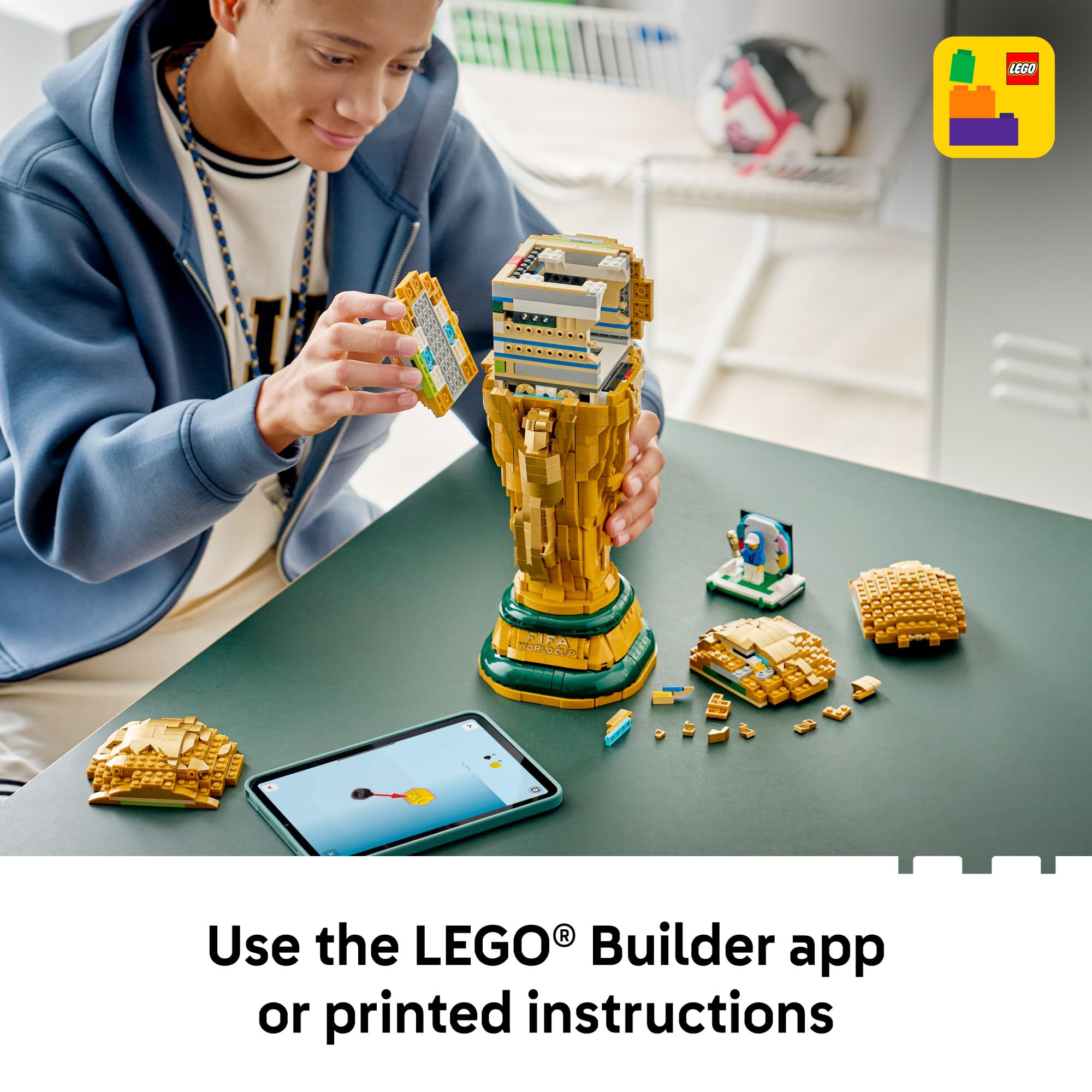 LEGO Editions FIFA World Cup Official Trophy Building Set - Kit for Display in Bedroom, Home Office, Book Shelf - Soccer Fans Collectible - W/World Cup 2026 Minifigure - Gift for Birthdays - 43020