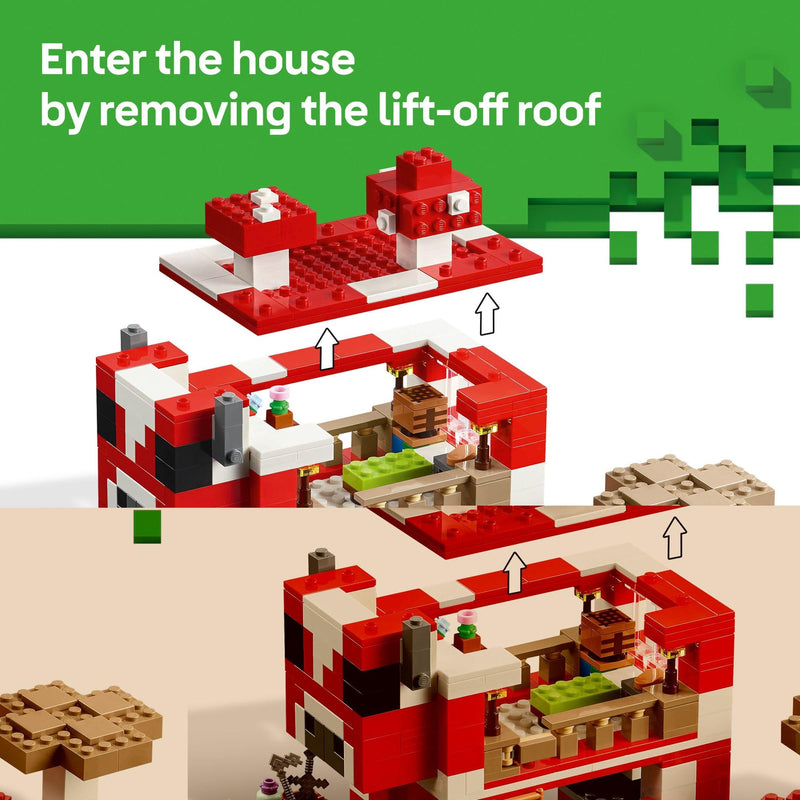 LEGO Minecraft The Mooshroom House Toy Figures and Playset - Building Minecraft Toy for Kids, Boys and Girls, Ages 8+ - with Steve and Other Figures for Pretend Play - Gift Idea for Birthdays - 21270