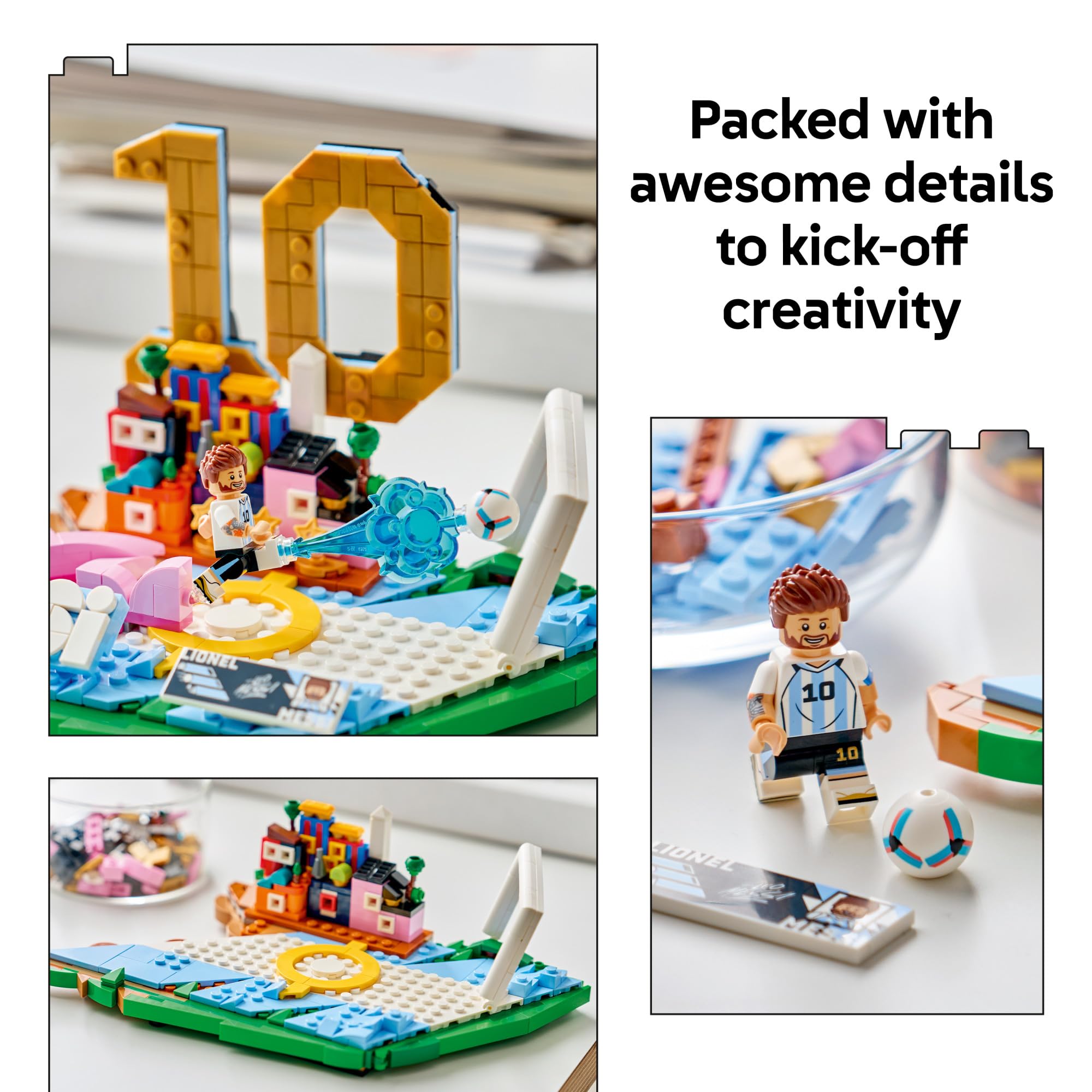 LEGO Editions Lionel Messi – Soccer Highlights - Building Set for Boys & Girls, Ages 10+ - Collectible Soccer Gift with Plaque - Kids Bedroom or Shelf Decor - 43011
