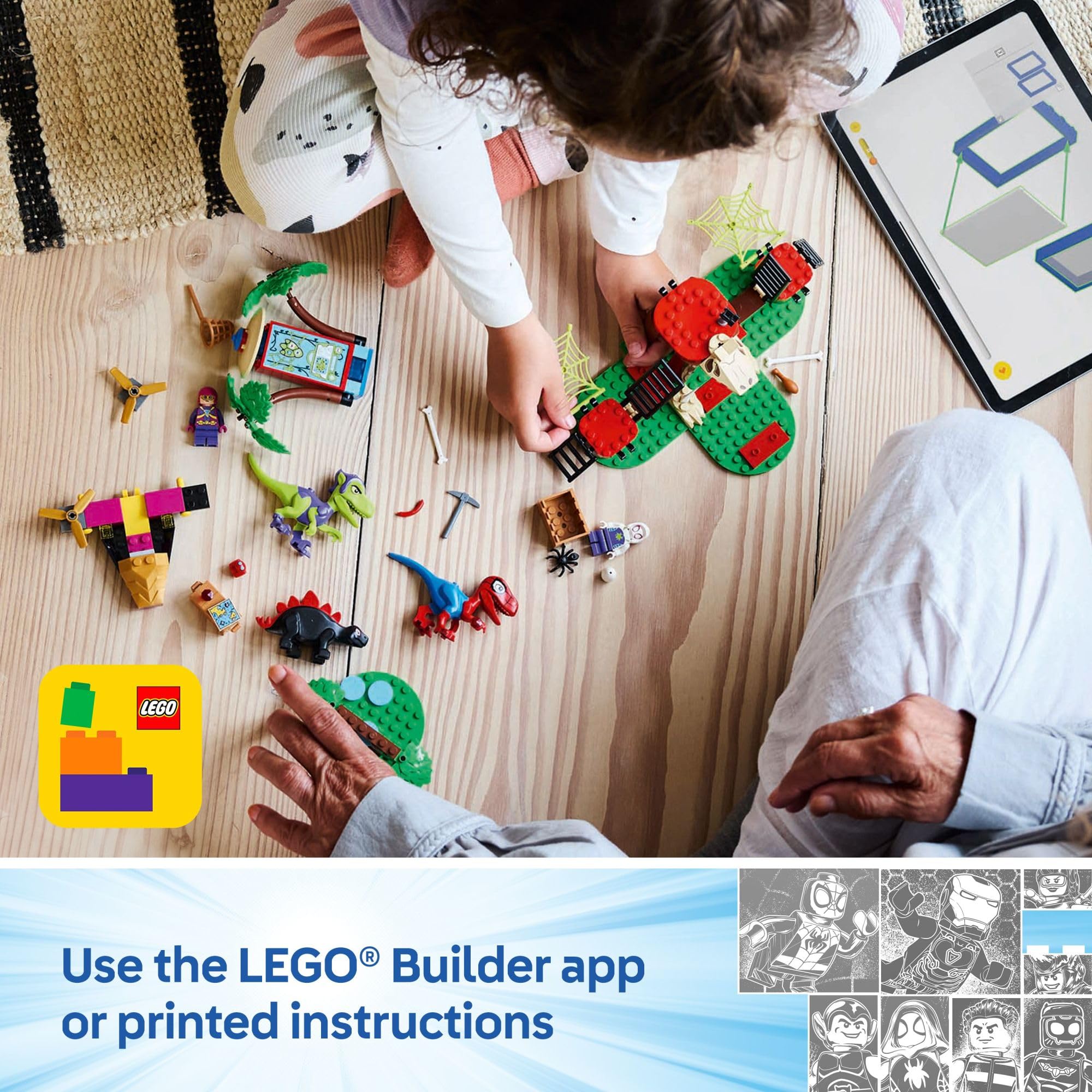 LEGO Marvel Spidey and His Amazing Friends Spidey and Gobby's Raptor Battle at Tree House HQ - Dinosaur Building Toy for Kids, Boys and Girls, Ages 4+