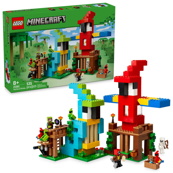 LEGO Minecraft The Parrot Houses Building Toy for Boys and Girls 8+ - Minecraft Video Game Kids Toy - Includes Jungle Ranger and Parrot Handler Minifigures and Accessories
