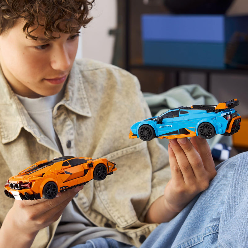 LEGO Speed Champions Lamborghini Revuelto & Huracán STO Car Toys - Building Toy for Pretend Play for Boys & Girls, Ages 10+ - Model Car Kit Display - Gift Idea for Kids - 77238