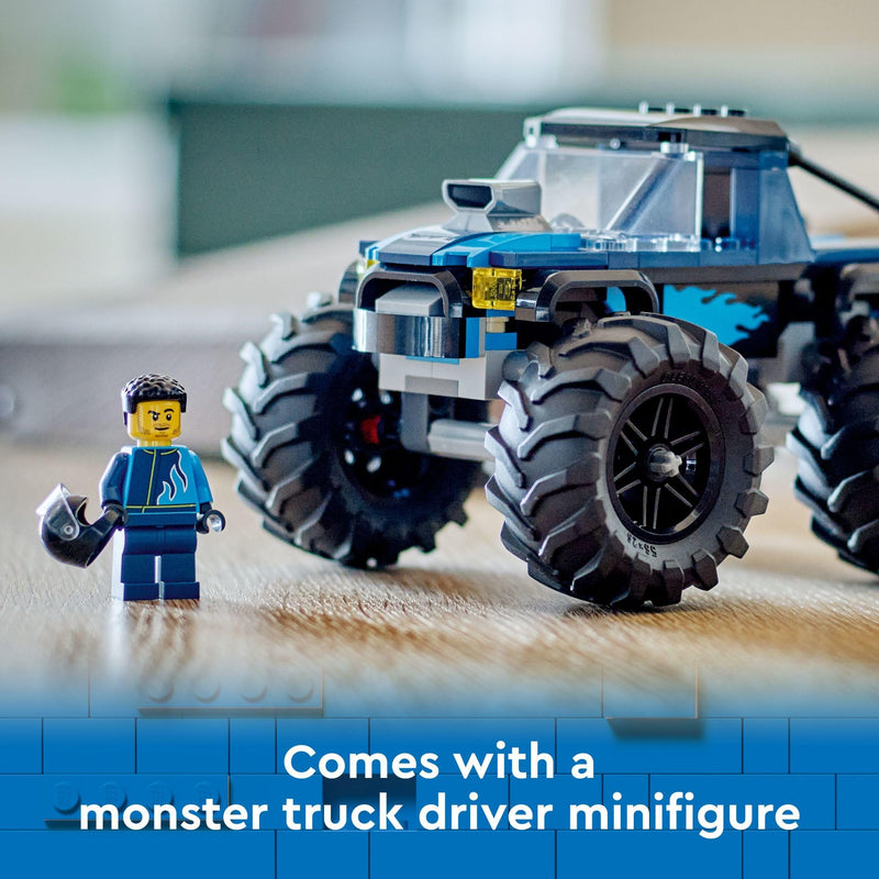 LEGO City Blue Monster Truck Off-Road Toy Playset with a Driver Minifigure, Imaginative Toys for Kids, Fun Gift for Boys and Girls Aged 5 Plus, Mini Monster Truck, 60402