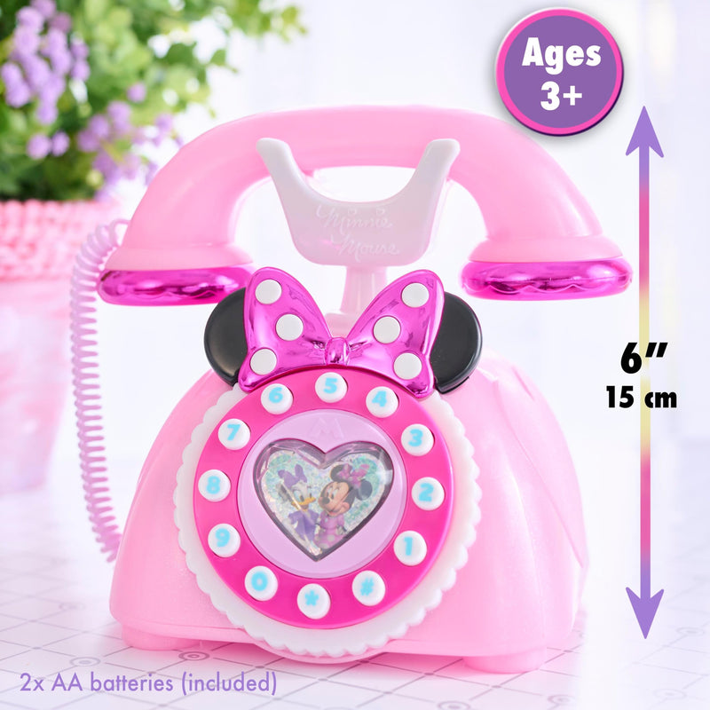 Disney Junior Minnie Mouse Ring Me Rotary Style Phone with Lights and Sounds, Pink, Kids Toys for Ages 3 Up by Just Play