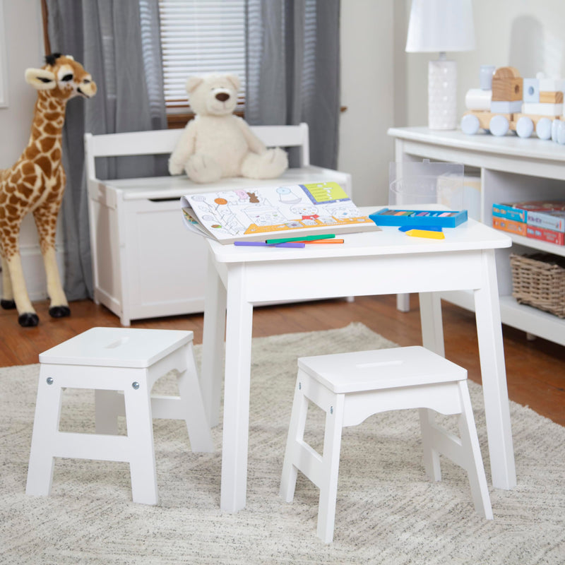 Melissa & Doug Wooden Stools - Set of 2 (White)