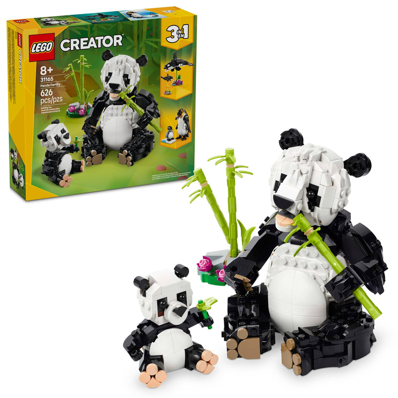 LEGO Creator 3 in 1 Wild Animals Panda Family - Building Toy Kit for Kids with 3 Building Options, Panda, Penguin, or Orca - 8 Year Old Girl & Boy Birthday Gifts