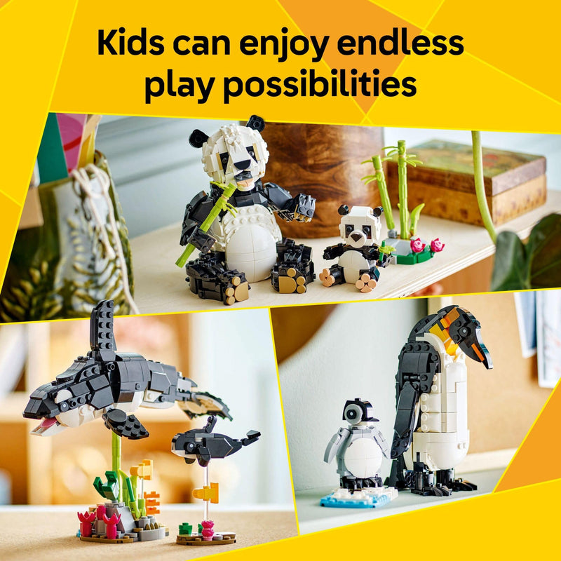 LEGO Creator 3 in 1 Wild Animals Panda Family - Building Toy Kit for Kids with 3 Building Options, Panda, Penguin, or Orca - 8 Year Old Girl & Boy Birthday Gifts
