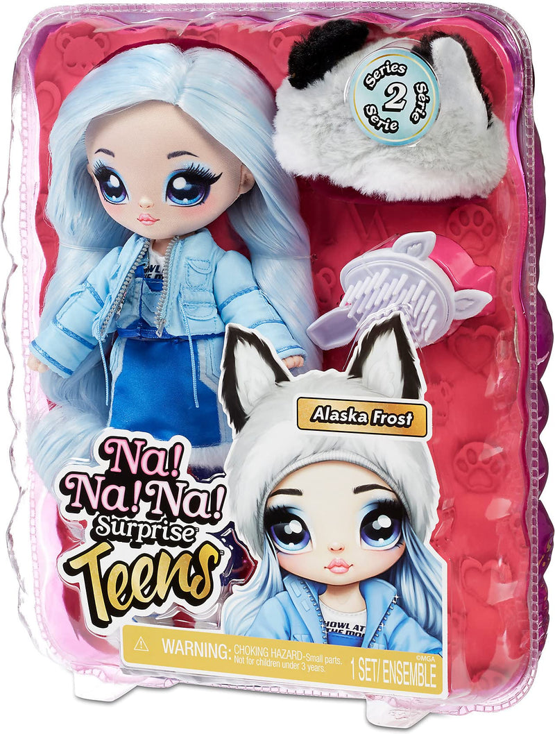 Na! Na! Na! Surprise Teens 11" Fashion Doll Alaska Frost, Soft, Poseable, Blue Hair, Adorable Animal-Inspired Wolf Hat Outfit & Accessories, Gift for Kids, Toy for Girls & Boys Ages 5 6 7 8+ Years