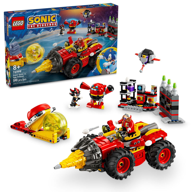 LEGO Sonic The Hedgehog: Super Sonic vs. Egg Drillster Gaming Toy with Shadow and Dr. Eggman, Super Sonic Toy Building Set for Boys and Girls Ages 8 and Up, 76999