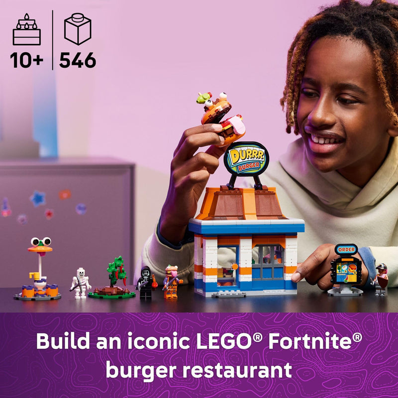 LEGO Fortnite Durrr Burger Restaurant Kids Toy - Video Game Building Set for Boys & Girls, Ages 10+ - Fortnight Minifigures Beach Boss, Grimy, and More -