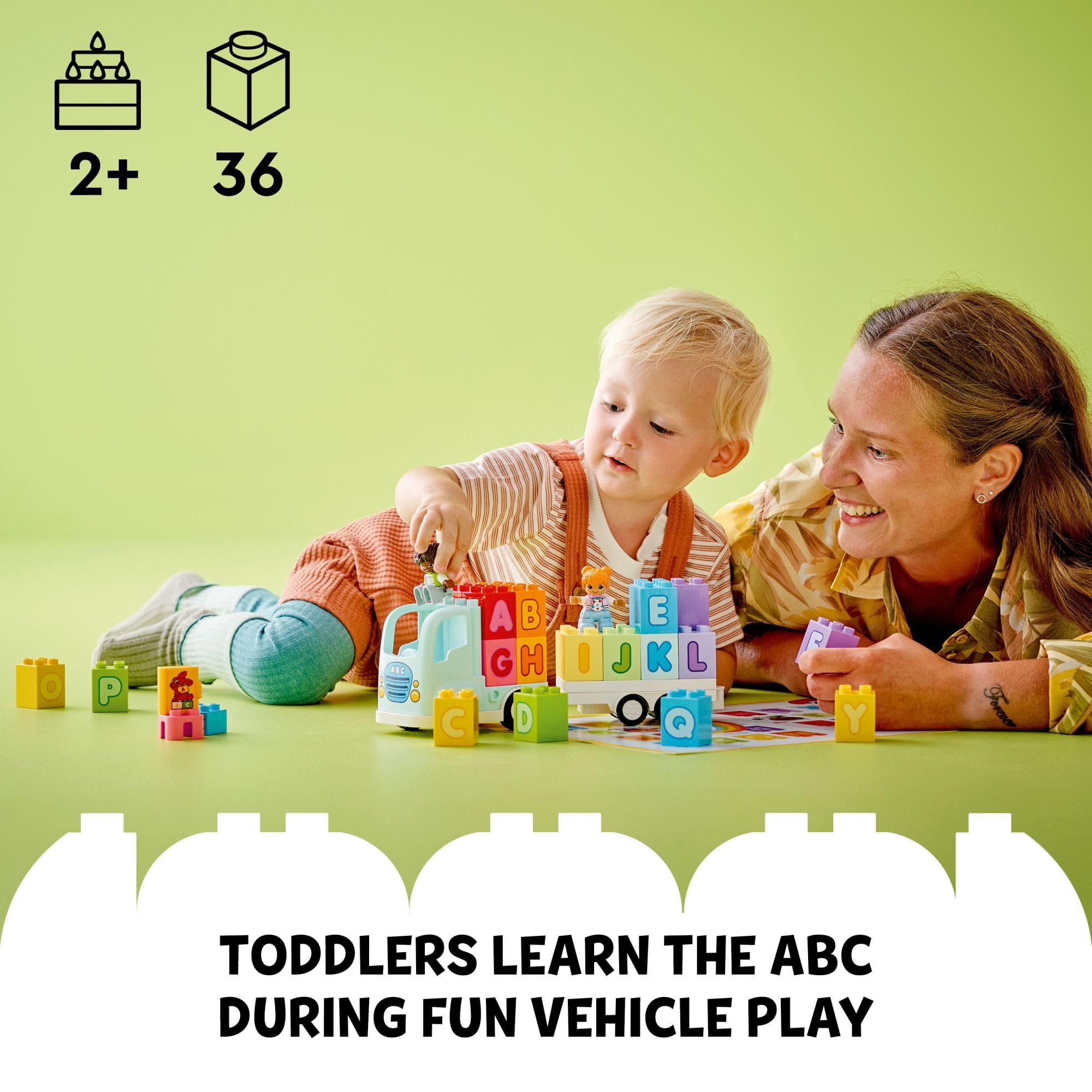 LEGO DUPLO Town Alphabet Truck Toy - Toddler Learning & Educational Toys for Preschool, Ages 2+ - Alphabet Blocks for Boys & Girls - Baby Gift Ideas for Birthdays - 10421