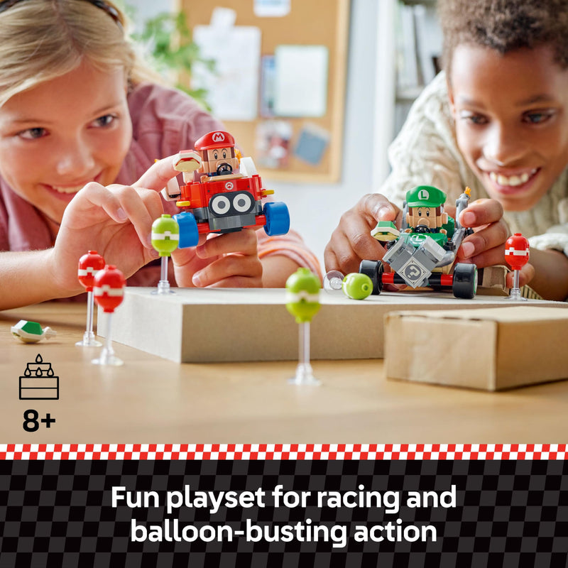 LEGO Super Mario: Mario Kart Baby Mario vs. Baby Luigi - Collectible Toy Building Set for Kids, Boys and Girls, Ages 8+ - Nintendo Mario Kart Toy for Fans - Gift Idea for Birthdays - 72034