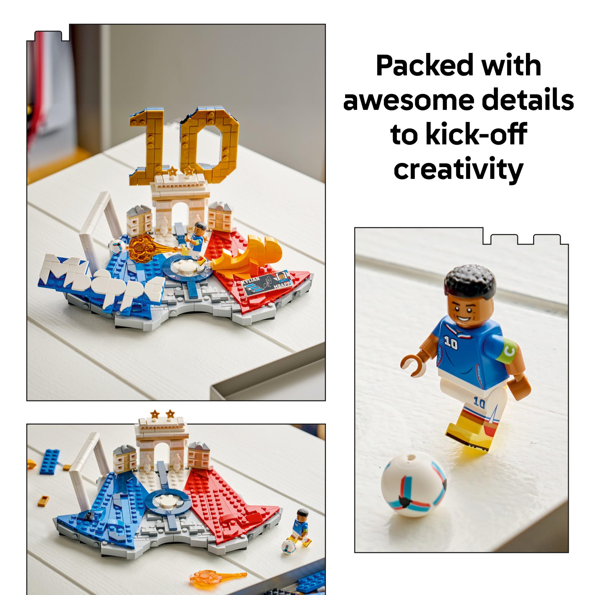 LEGO Editions Kylian Mbappé – Soccer Highlights - Building Set for Boys & Girls, Ages 10+ - Collectible Soccer Gift with Plaque - Kids Bedroom or Shelf Decor - 43013